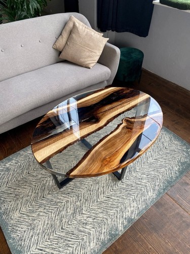 Clear epoxy resin coffee table - clear,