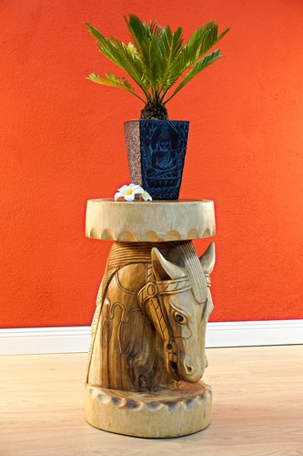Side table stool horse flower - side,