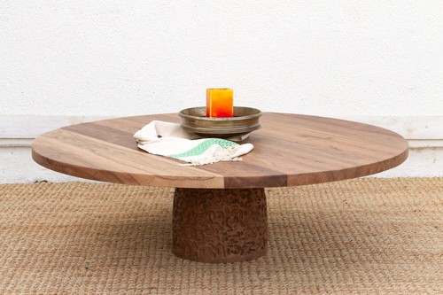 Round sculptural teak - round,